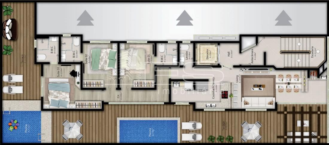 Apartamento com 3 Dormitórios à venda,  por R$ 1.200.000,00