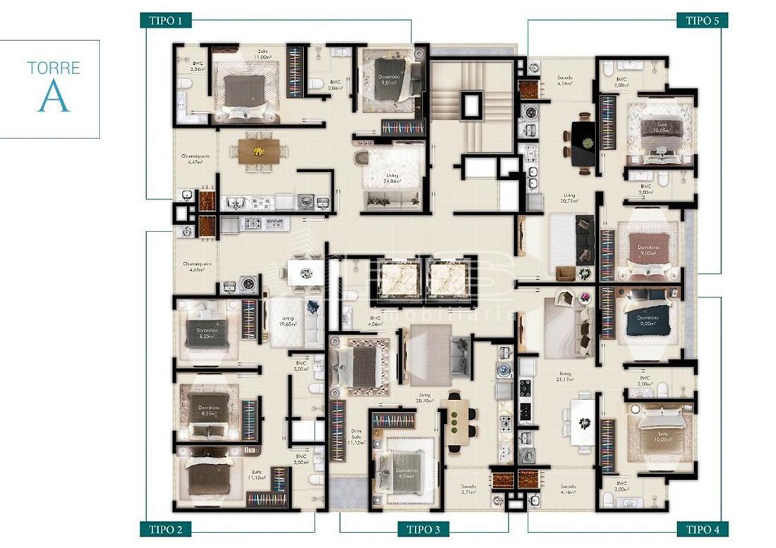 Apartamento com 2 Dormitórios à venda, 66 m² por R$ 640.440,00
