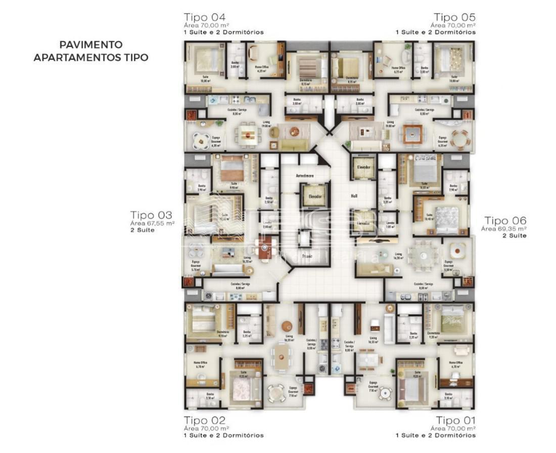 Apartamento com 2 Dormitórios à venda, 70 m² por R$ 765.000,00
