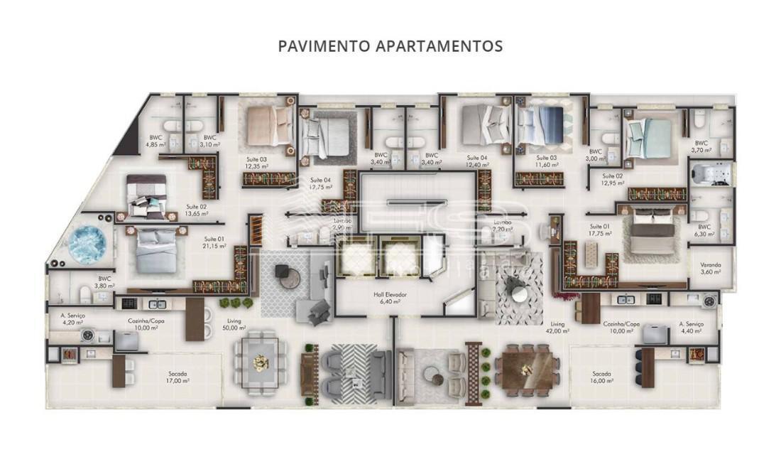 Apartamento com 4 Dormitórios à venda, 170 m² por R$ 2.134.343,00