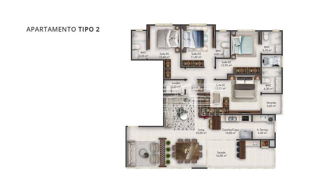 Apartamento com 4 Dormitórios à venda, 170 m² por R$ 2.940.287,00