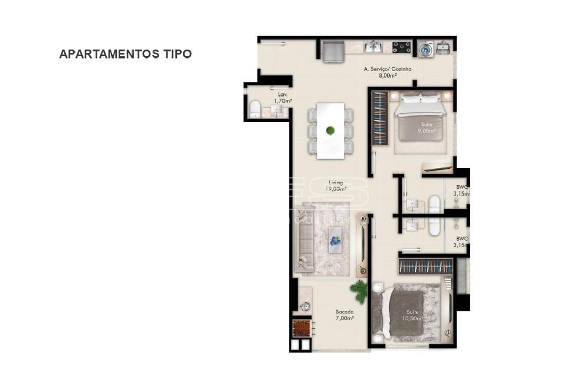 Apartamento com 2 Dormitórios à venda, 68 m² por R$ 592.000,00