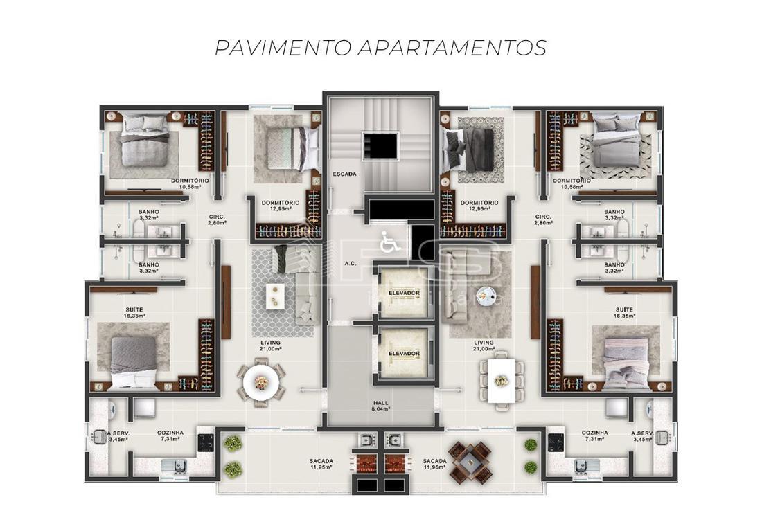 Apartamento com 3 Dormitórios à venda, 105 m² por R$ 1.452.700,00