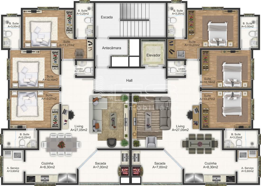 Apartamento com 3 Dormitórios à venda, 105 m² por R$ 958.000,00