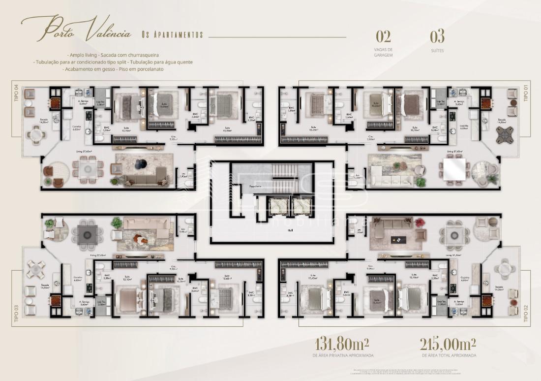 Apartamento com 3 Dormitórios à venda, 131 m² por R$ 1.137.626,00