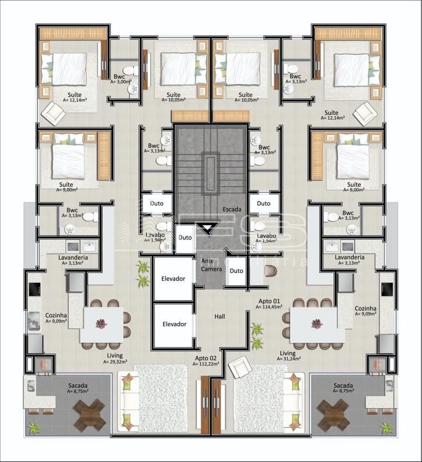 Apartamento com 3 Dormitórios à venda, 112 m² por R$ 1.250.000,00