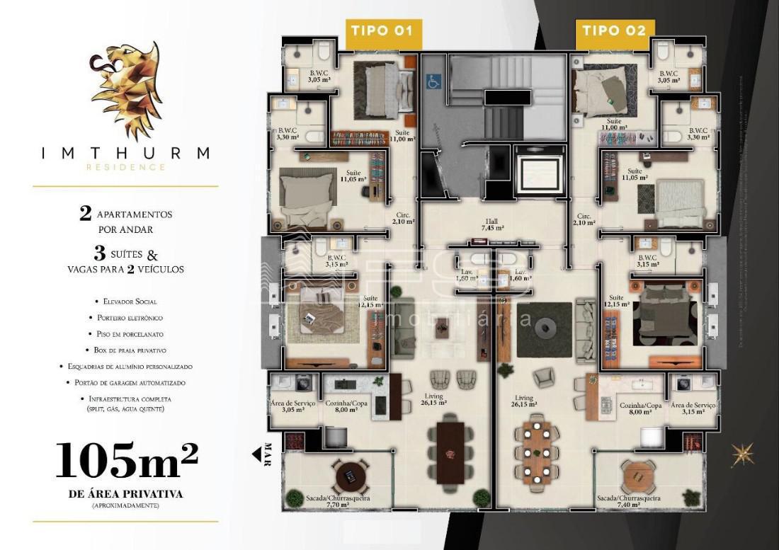 Apartamento com 3 Dormitórios à venda, 105 m² por R$ 954.029,00
