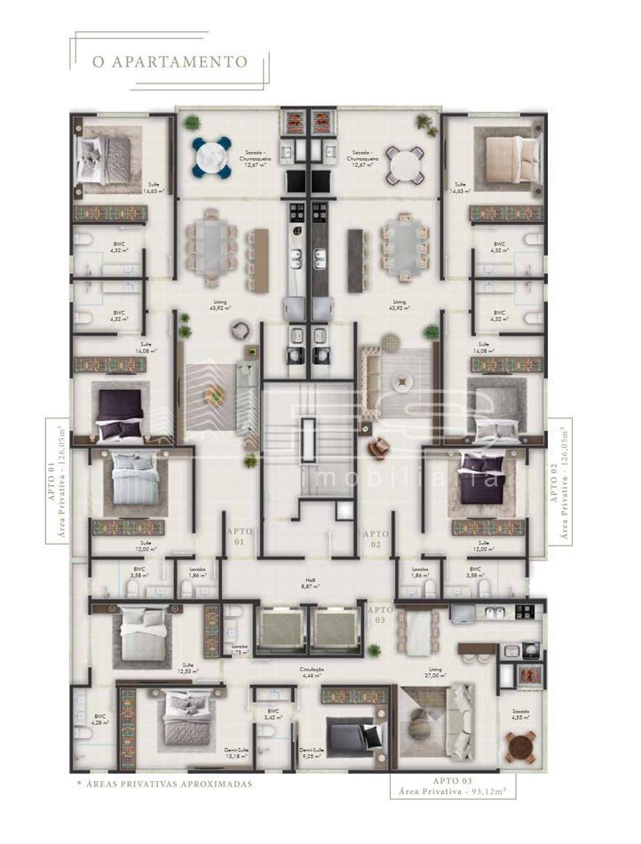 Apartamento com 3 Dormitórios à venda, 93 m² por R$ 937.051,00