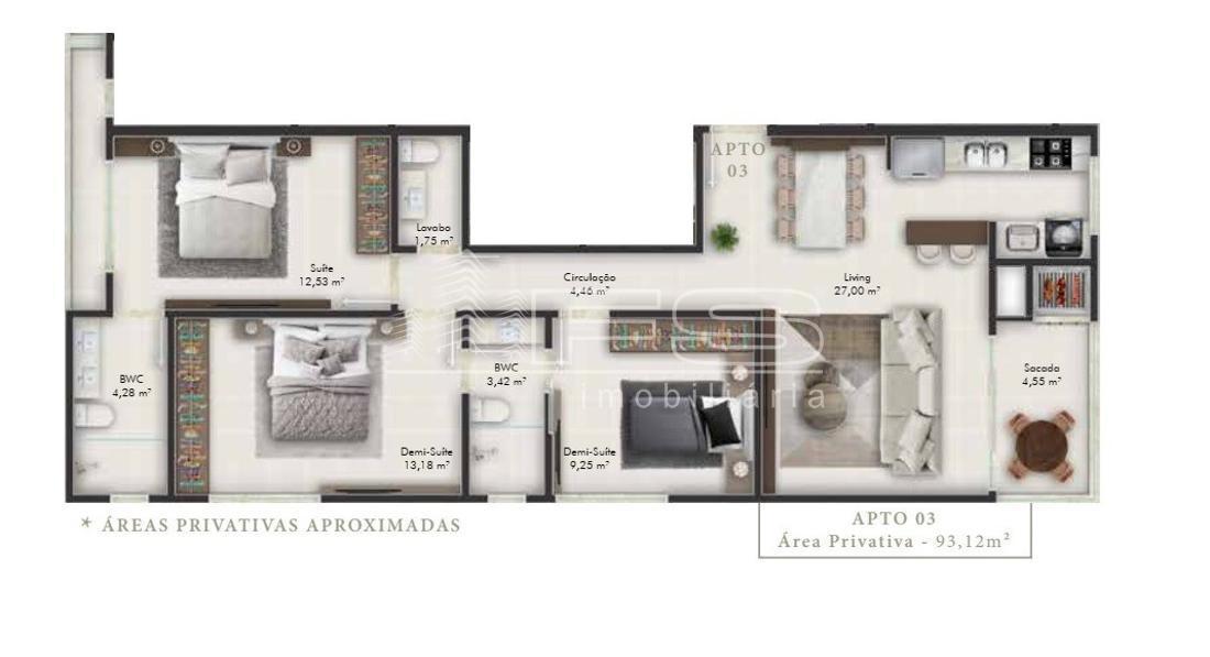 Apartamento com 3 Dormitórios à venda, 93 m² por R$ 937.051,00