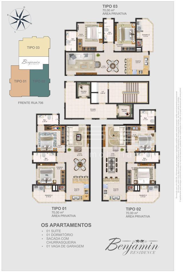 Apartamento com 2 Dormitórios à venda, 70 m² por R$ 439.000,00