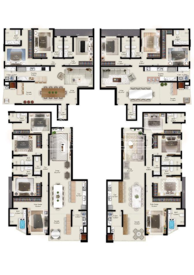 Apartamento com 4 Dormitórios à venda, 164 m² por R$ 1.594.926,00