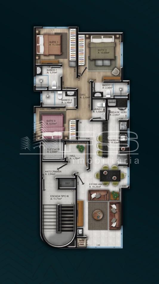 Apartamento com 3 Dormitórios à venda, 95 m² por R$ 949.900,00