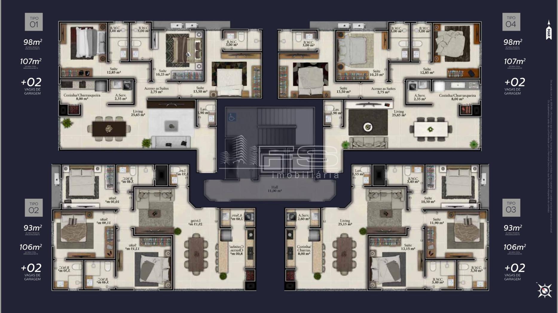 Apartamento com 3 Dormitórios à venda, 93 m² por R$ 899.064,00