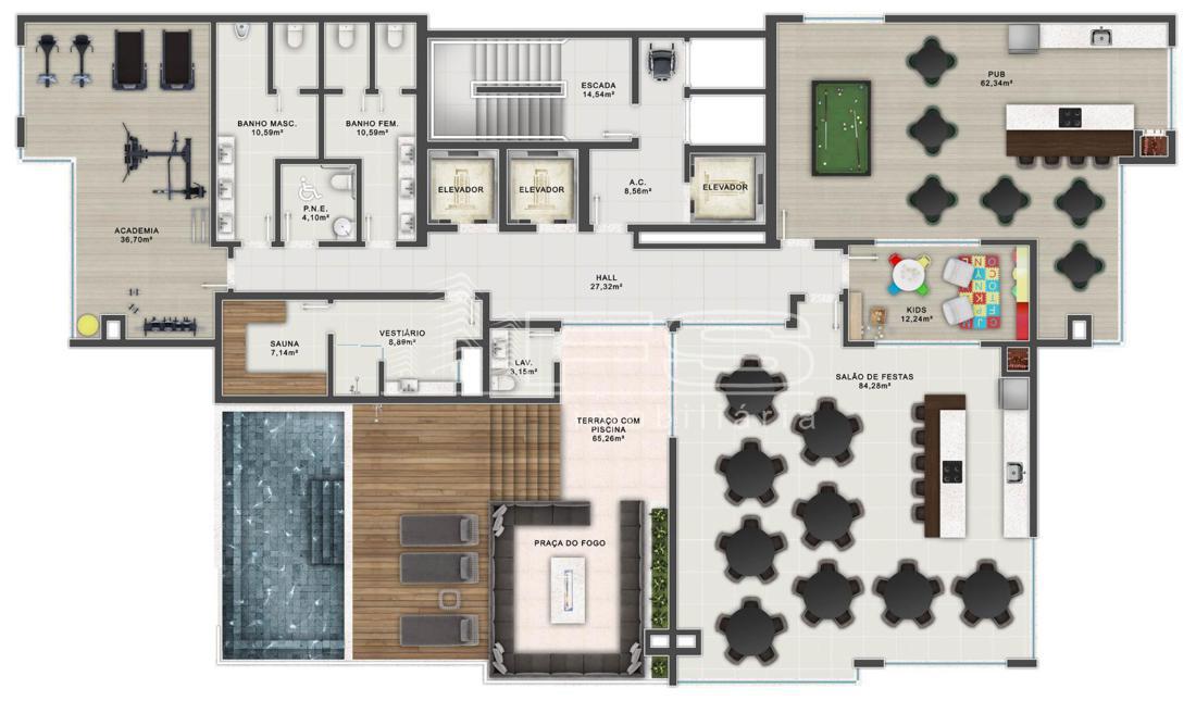 Apartamento com 2 Dormitórios à venda, 87 m² por R$ 622.786,00