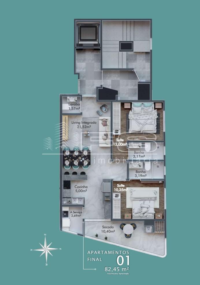 Apartamento com 2 Dormitórios à venda, 119 m² por R$ 913.357,00