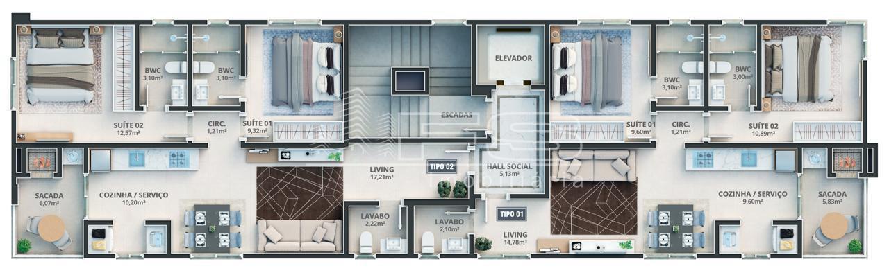 Apartamento com 2 Dormitórios à venda, 68 m² por R$ 647.558,00