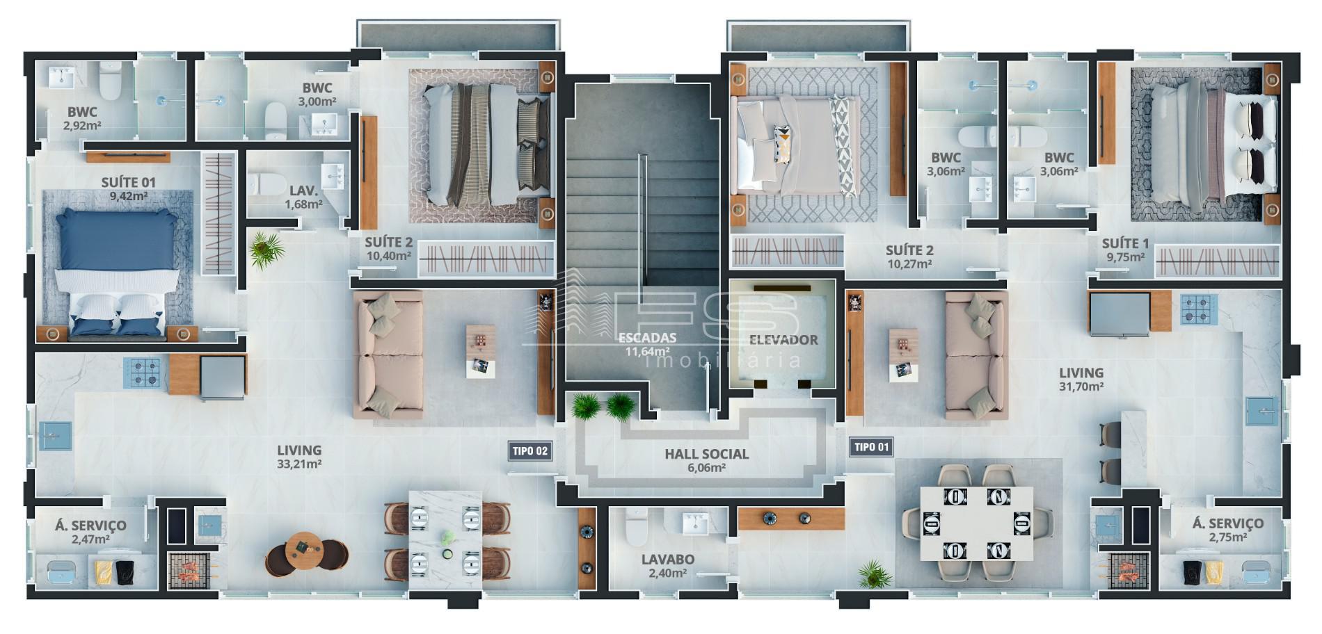 Apartamento com 2 Dormitórios à venda, 73 m² por R$ 541.473,00