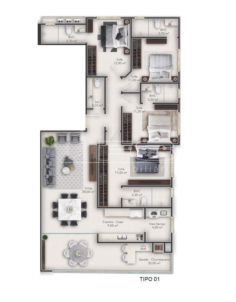 Apartamento com 4 Dormitórios à venda, 152 m² por R$ 1.785.972,00