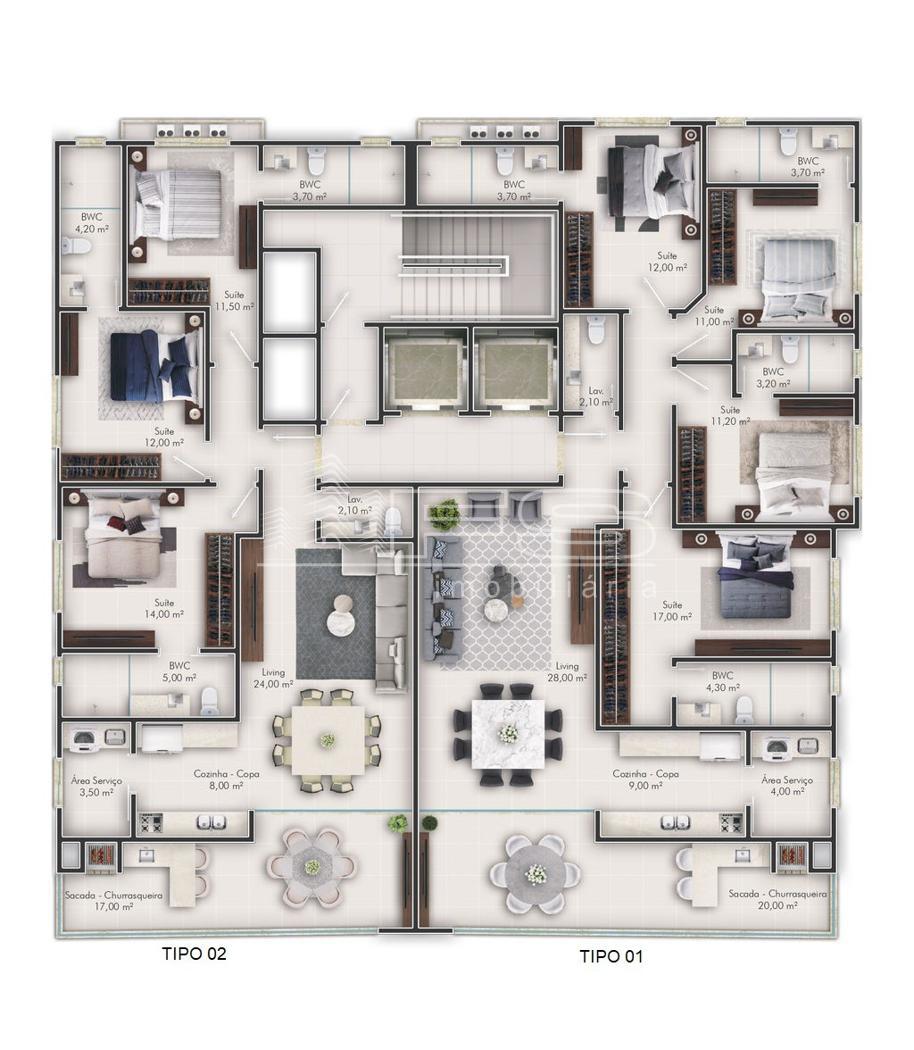 Apartamento com 3 Dormitórios à venda, 120 m² por R$ 1.762.997,00