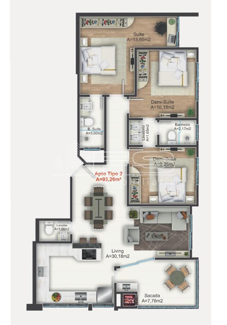 Apartamento com 3 Dormitórios à venda, 93 m² por R$ 826.515,00