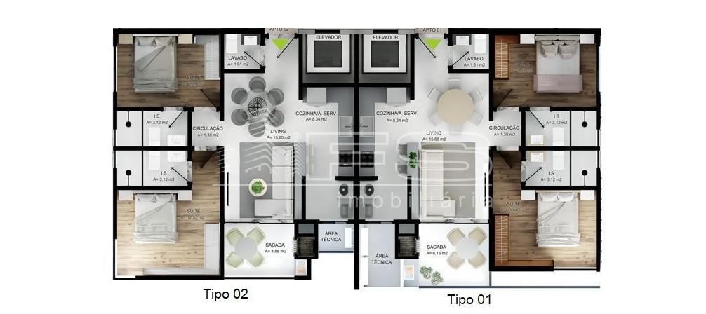 Apartamento com 2 Dormitórios à venda, 70 m² por R$ 577.526,00