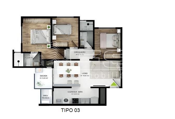 Apartamento com 3 Dormitórios à venda, 70 m² por R$ 549.540,00