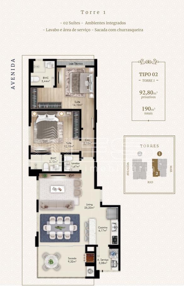 Apartamento com 3 Dormitórios à venda, 121 m² por R$ 1.214.000,00
