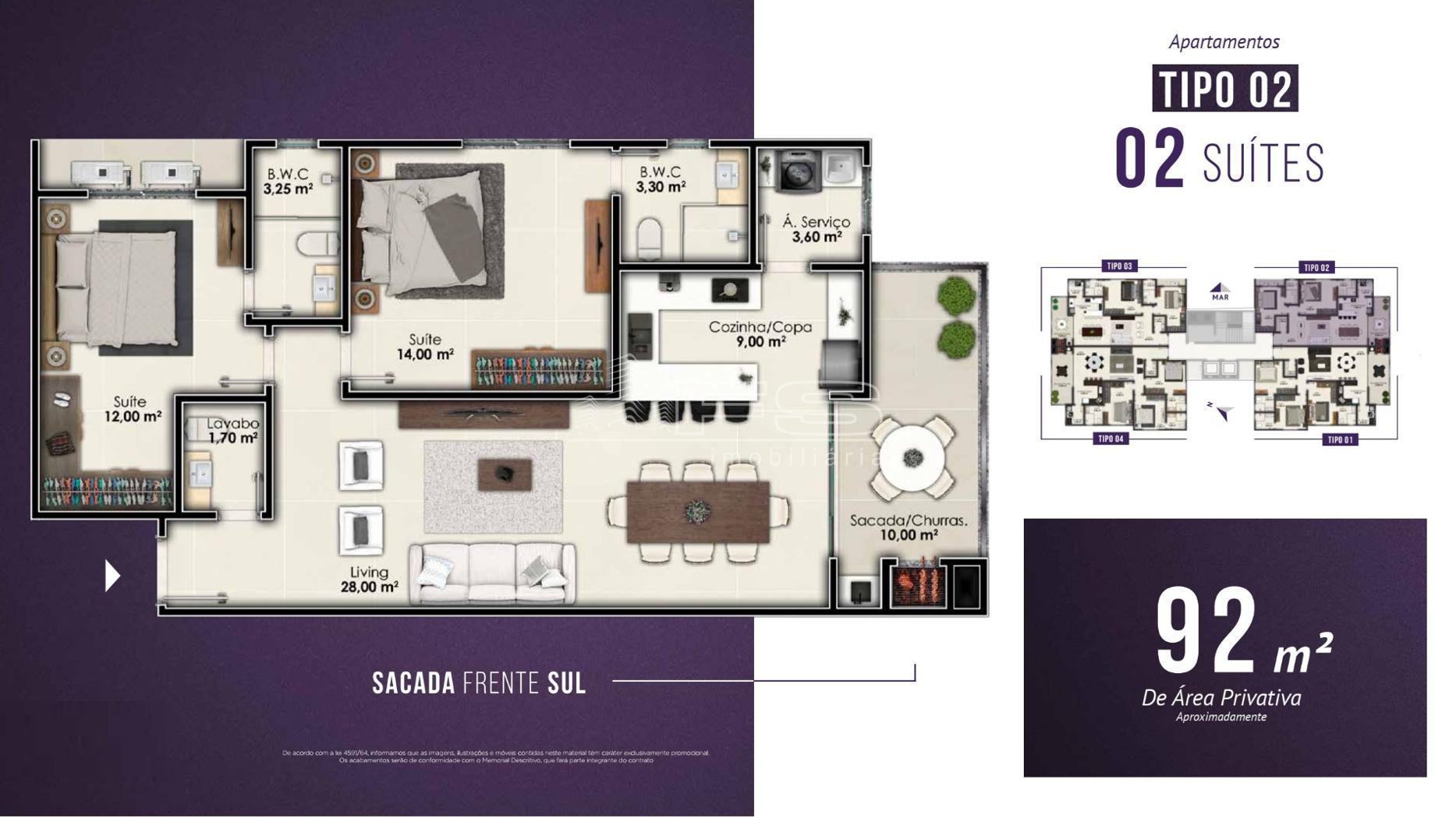 Apartamento com 2 Dormitórios à venda, 92 m² por R$ 770.230,00