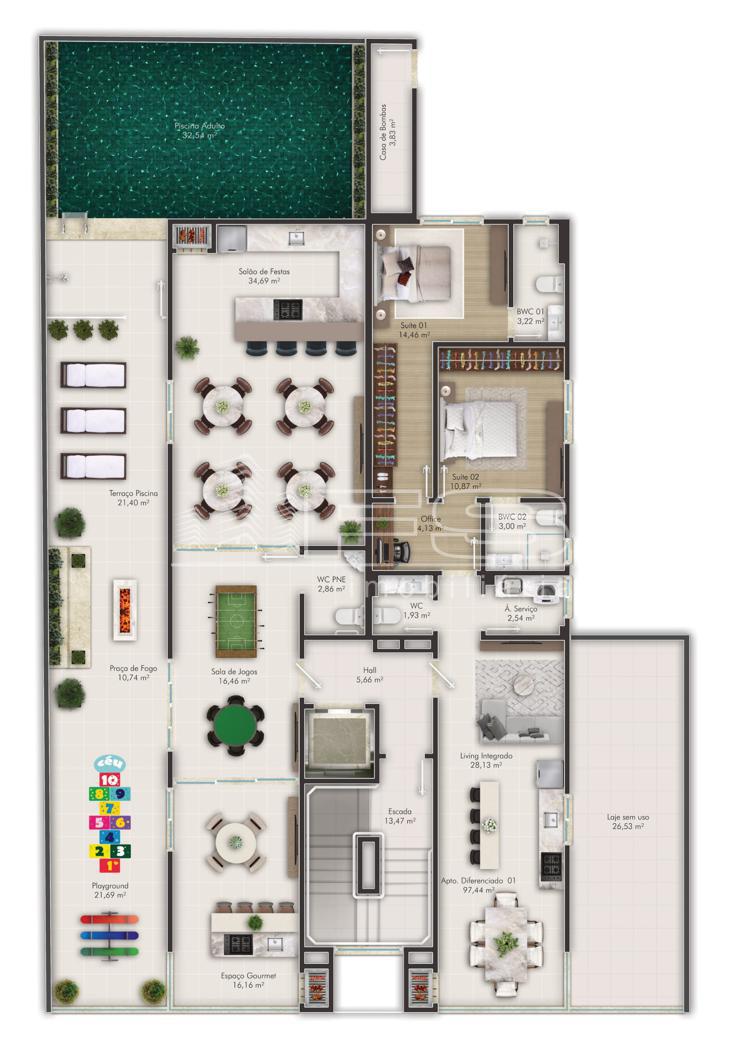 Apartamento com 2 Dormitórios à venda, 79 m² por R$ 747.450,00