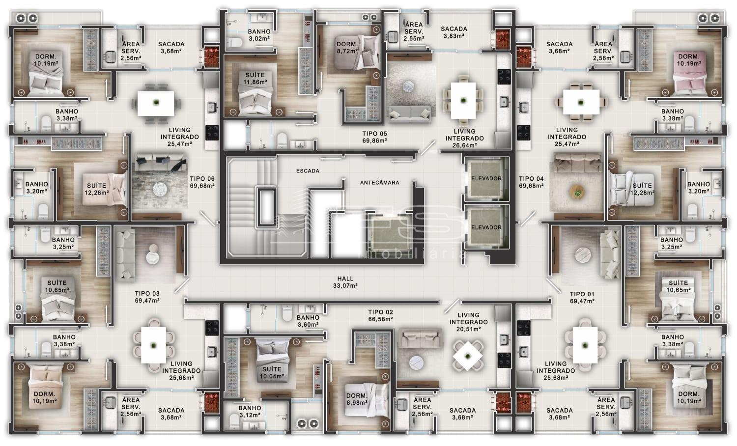 Apartamento com 2 Dormitórios à venda, 70 m² por R$ 686.000,00