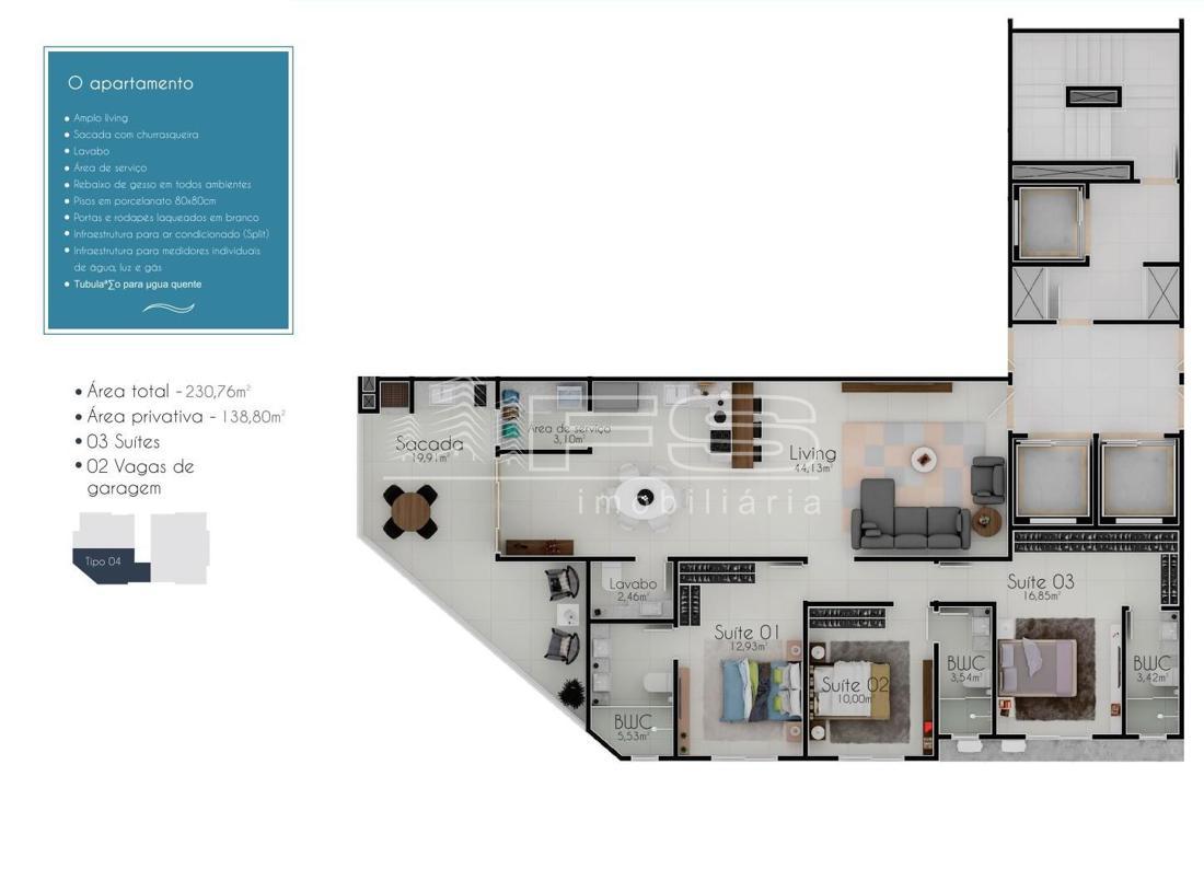 Apartamento com 3 Dormitórios à venda, 138 m² por R$ 1.943.000,00