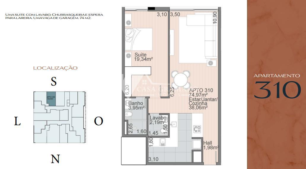 Apartamento à venda com 1 quarto, 61m² - Foto 6