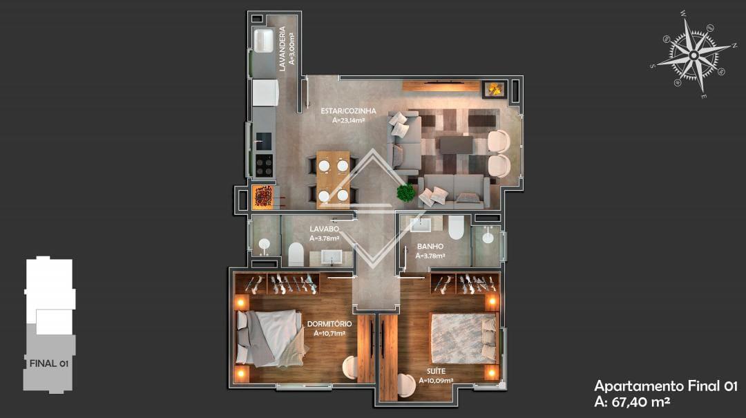 Apartamento à venda com 2 quartos, 67m² - Foto 14