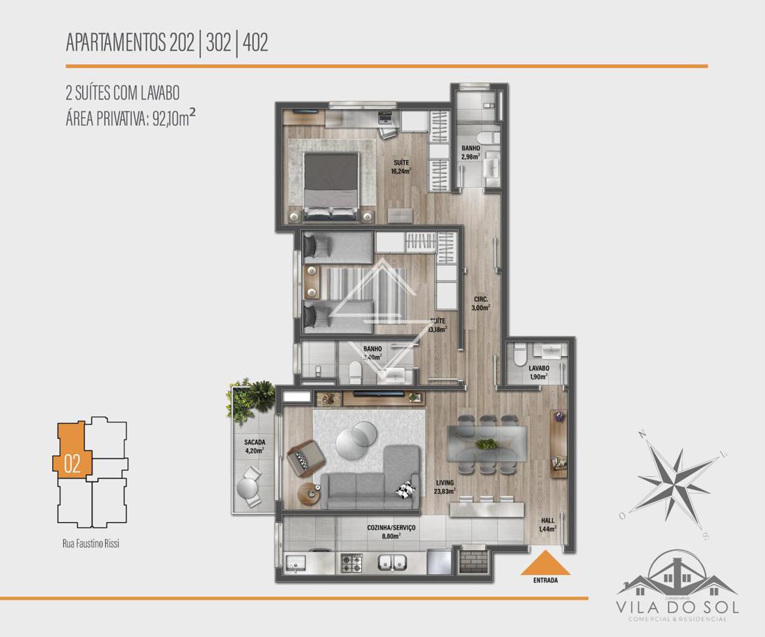 Apartamento à venda com 2 quartos, 92m² - Foto 8