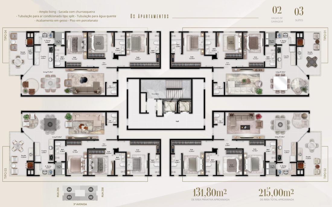 Apartamento de 3 quartos, no bairro Meia Praia, em Itapema | Eu Corretor