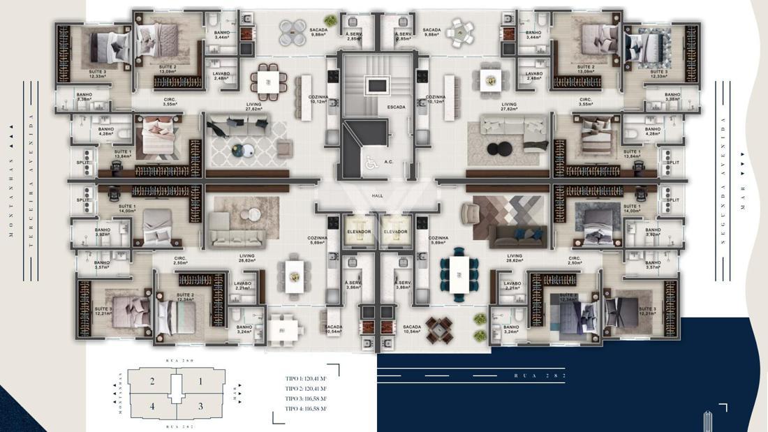 Apartamento de 3 quartos, no bairro Meia Praia, em Itapema | Eu Corretor