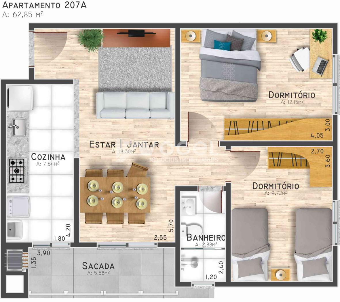 Apartamento à venda com 2 quartos, 63m² - Foto 9