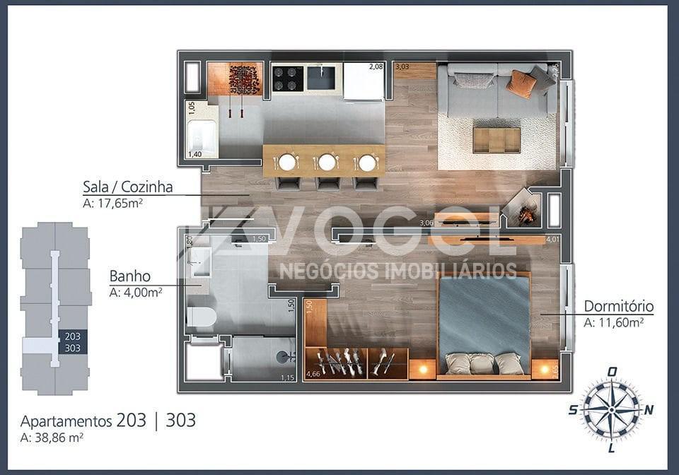 Apartamento à venda com 1 quarto, 38m² - Foto 14