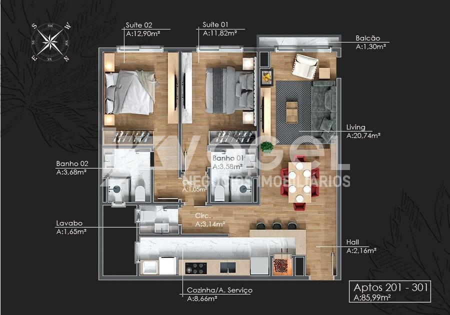 Apartamento à venda com 1 quarto, 58m² - Foto 12