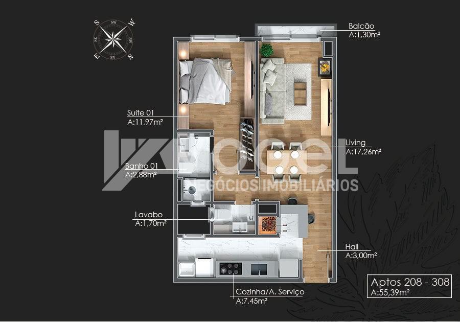 Apartamento à venda com 1 quarto, 58m² - Foto 15