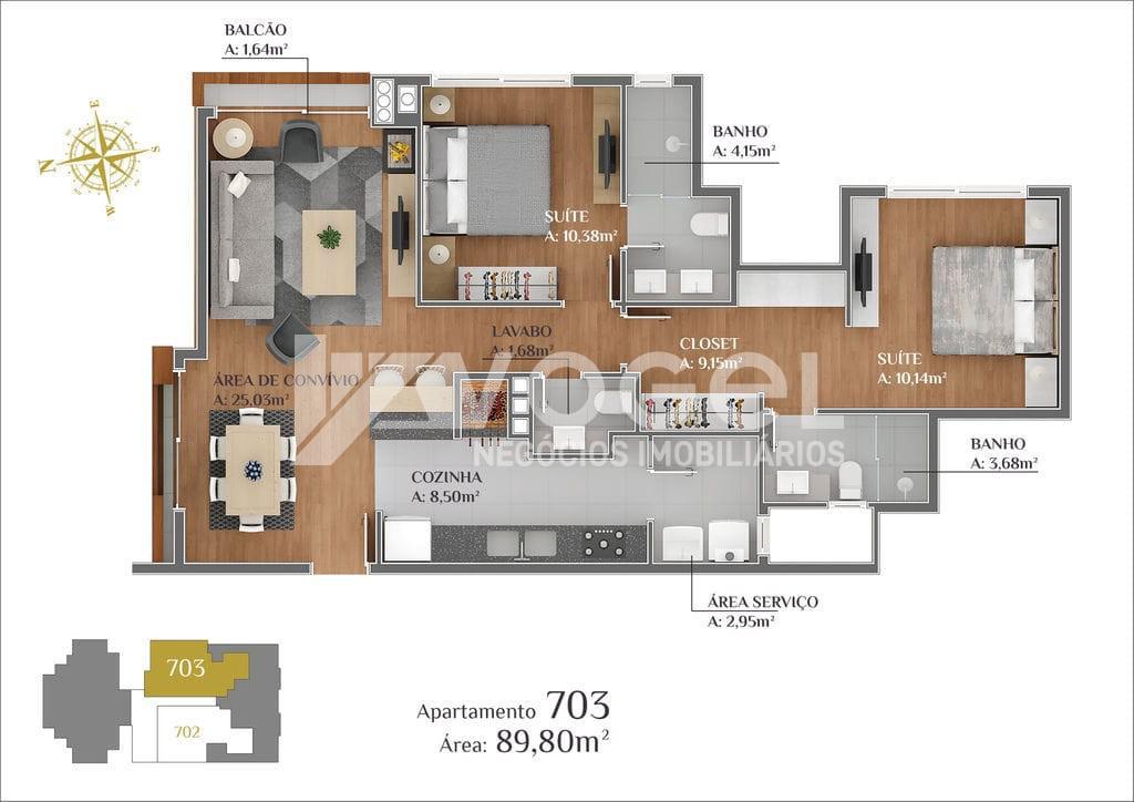 Apartamento à venda com 1 quarto, 54m² - Foto 16