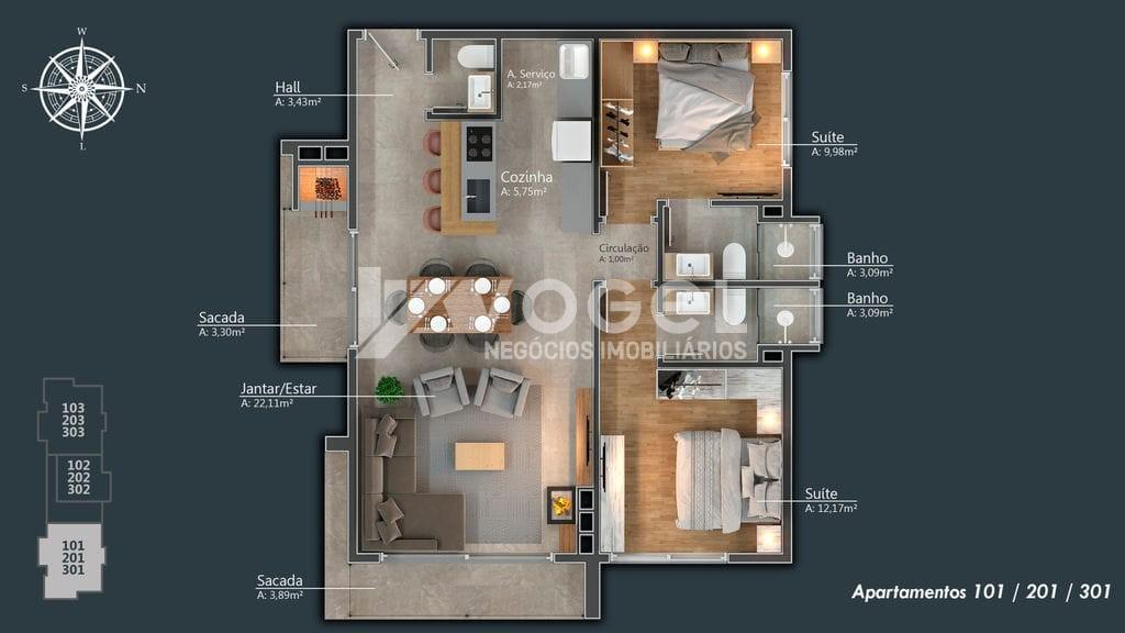 Apartamento à venda com 1 quarto, 44m² - Foto 6